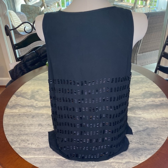 Isabel Lu  silk black beaded tank top large - Picture 2 of 8